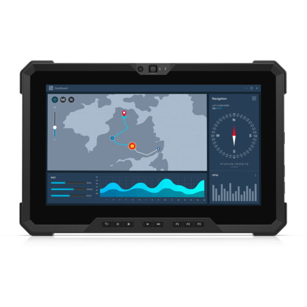 This shows the dell latitude 7220 rugged extreme tablet screen from the front